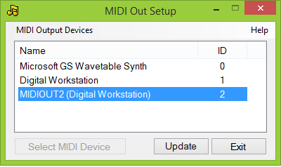 MIDI Out Setup